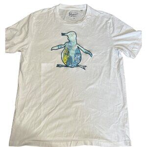 Penguin Munsingwear T Shirt Men Large Short Sleeve Logo White Surf Aloha